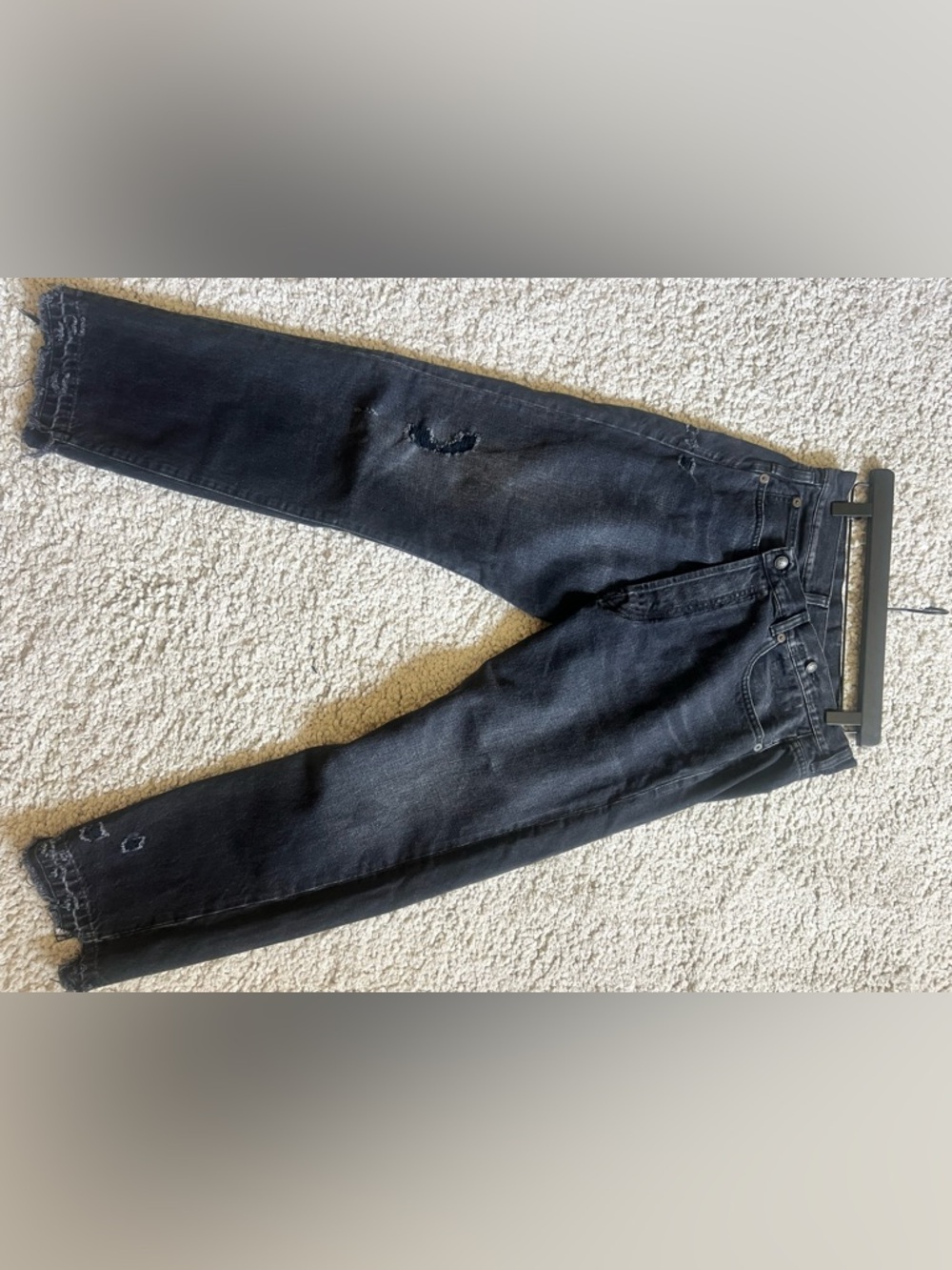 R13 Women’s Black, Straight-leg Cross-Over, washed black jeans